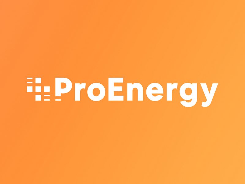 ProEnergy valge logo oranžil taustal